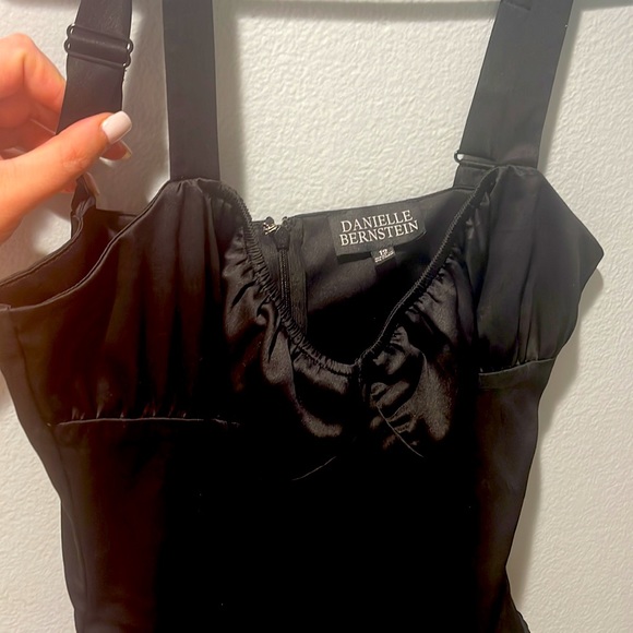 Black Satin Ruched Bodysuit - Picture 3 of 4